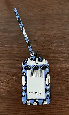 VERA BRADLEY EMPLOYEE ID Or LUGGAGE ID TAG IN PENGUINS INTARSIA BLUE MINT + TAG • $7.49