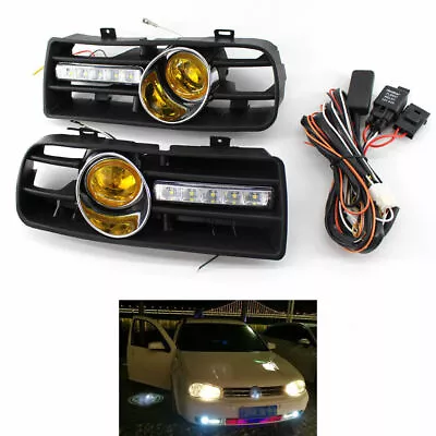 Front Bumper Grill Yellow Fog Light Lamp Grille For VW For Golf GTI/MK4 97-04 • $49.99