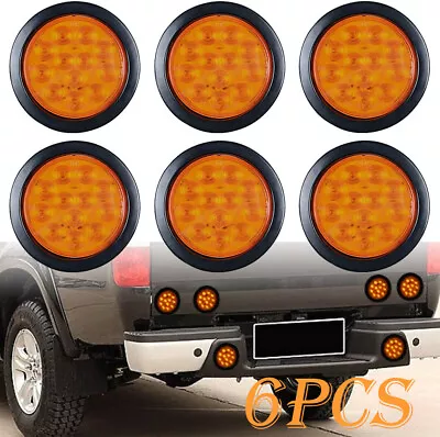 6x 4  Round LED Amber Strobe Light 12 LED Turn Signal Brake Tail Lamp W/ Grommet • $49.99