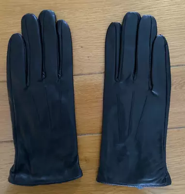 Gloves Black Leather Palm Size S/M Fleece Lined - Matalan • £0.99