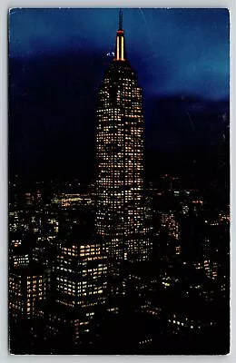 New York City~Air View Empire State Building At Night~Vintage Postcard • $3.70