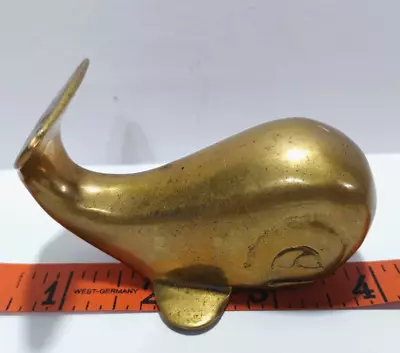 Vintage Brass Whale Figurine Paper Weight Ocean Beach Nautical Fish Decor • $12.95