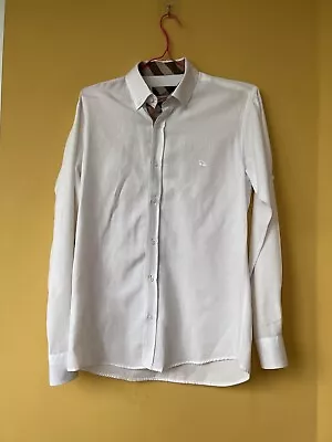 Vintage Burberry Brit White Men's Shirt Nova Check Cuffs Size M • $45