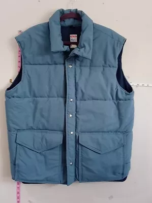 Vintage Frostline Down Puffer Vest Mens Sz LARGE /  XL Blue Full Zip Vtg Hipster • $29.99