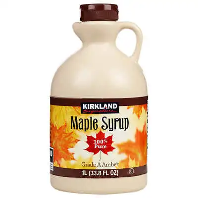 Kirkland Signature 100% Pure (Grade A) Amber Maple Syrup 1 Litre Bottle • £16.99