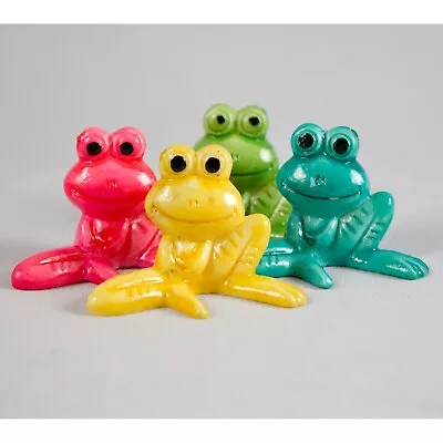 Lot Of 4 Vintage Colorful Plastic Miniature Seated Frog Figures • $7