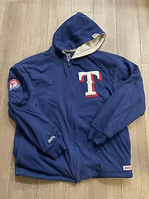 Stitches Texas Rangers Royal Blue Clubhouse Full Zip Fleece Hoodie XL W/pockets • $39.54