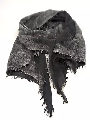 100% Cashmere Grey/Black Reversible Shawl Scarf Wrap-Made In India- Vintage Boho • $21.50