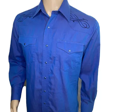 Vintage Wrangler Western Shirt Pearl Snap Embroidered Details Retro 90s Men M   • $34.99