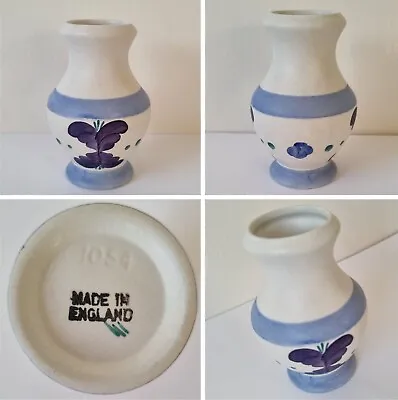 Vintage E Radford Hand Painted Blue + Purple 10.5cm Tall Bud Vase Pattern 1054 • £4.95