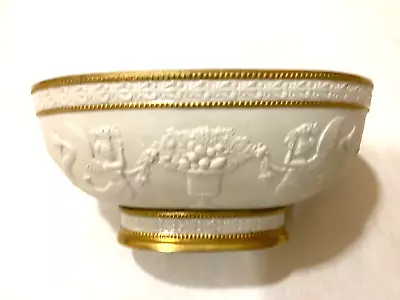 1960 Italian Mottahedeh White Bisque Porcelain Bowl W/bas Reliefs  Siren Mermaid • $40