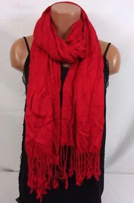 Merona Crinkle Fringe Fashion Scarf Red New Free Ship One Size Fits All • $11.92