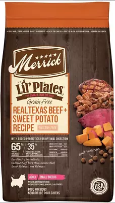 Merrick Lil' Plates Real Texas Beef Recipe Adult Small Breed Dry Dog Food 20 Lb • $44.72