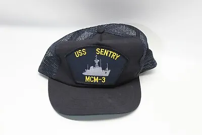 Vintage USS SENTRY MCM-3 Snapback Hat U.S NAVY Patch Cap Naval Ship • $16.99
