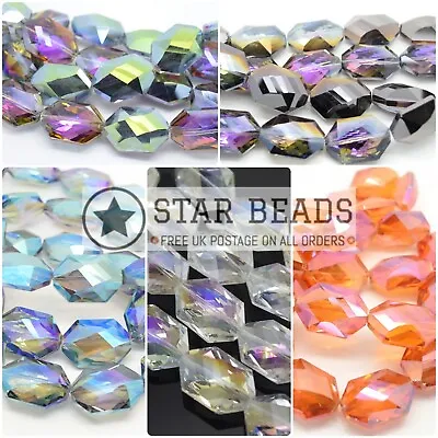 £4.55 • Buy 25 X Octagon Faceted Glass Beads 25x17x10mm - Pick Colour