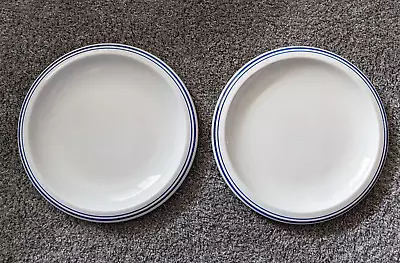 Churchill Jamie Oliver KEEPING IT SIMPLE Set Of 2 Dinner Plates White Blue Band • £12.34