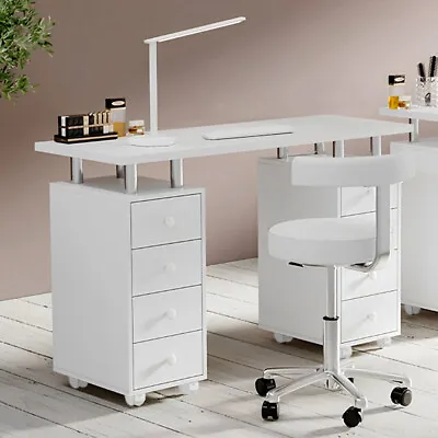 8 Drawers Manicure Nail Table Bar Salon Beauty Station Technician Storage Desk • £165.95