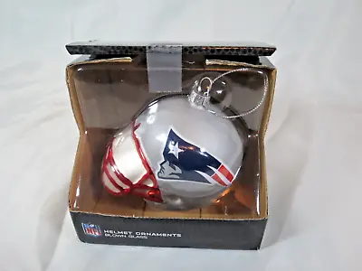 $7 • Buy New England Patriots NFL Team Helmet Blown Glass Hand-Painted Ornament