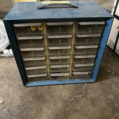 Vintage Akro Mills 18 Drawer Blue Metal Parts Cabinet #pc • $49