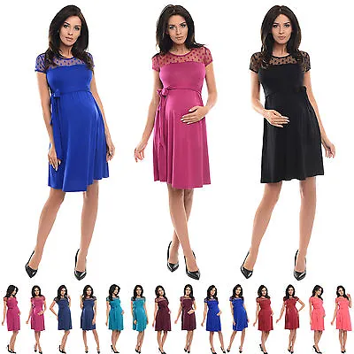 £8.99 • Buy Purpless Maternity Short Sleeved Pregnancy Dress Dresses Polka Dot Lace D004