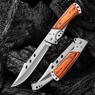 Outdoor Large Folding Knife Hunting Fishing Small Bowie Pocket Bush Extended • $20.98