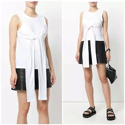 T By Alexander Wang Twisted Wrap Hybrid White Top T-Shirt Multi-way Size S $275 • $29.99