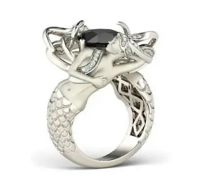 Mermaid Silver Chunky Stone Ring • $12