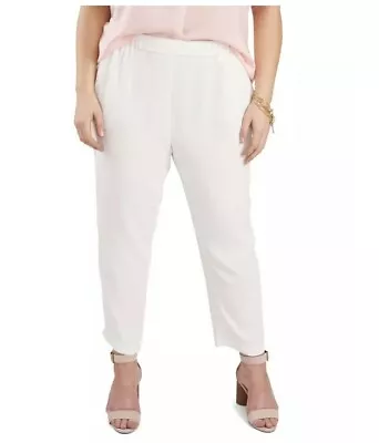 Vince Camuto Womens Pants 1X White Pull On Luxe Plus Size Elastic Back Versatile • $17.01