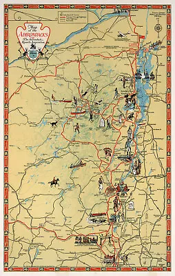 1929 Pictorial Map Of The Adirondacks 10x16 Wall Art Poster Artwork Home Office • $12.95