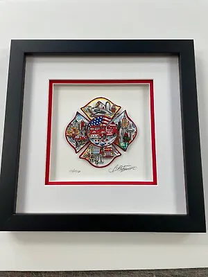 Charles Fazzino 3D Artwork   A Salute To America's Brave   Fire Dept. Deluxe Ed. • $495