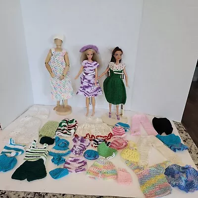 Vtg Handmade Crochet Barbie Fashion Doll 11  Dress Multi Color Huge Lot 36  Read • $24.95