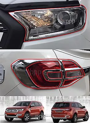 $86 • Buy Chrome Head Light Tail Lamp Cover Trim For Ford Everest 4door 3.2 Suv 2015-2018