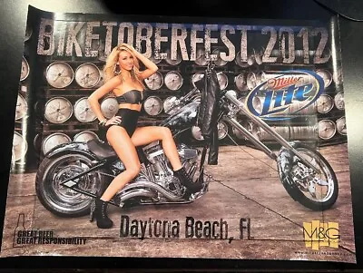 Biker 2012 Daytona Beach Biketoberfest Miller Lite Hot!Bikini Girl Poster 18x24 • $16.50