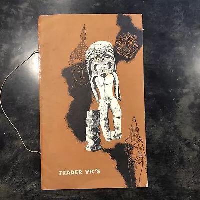 $65 • Buy Vintage 1963 Trader Vic's Restaurant Tiki Menu Hilo, Maui Hawaii 9 1/4 X 15 1/4”