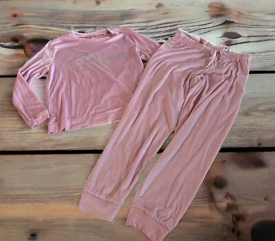 JUICY COUTURE Luxury Solid PINK VELOUR Matched TRACKSUIT Medium • $50