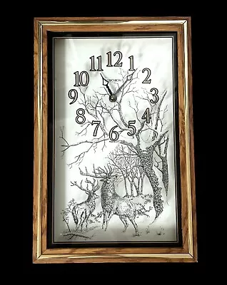 Vintage VERICHRON Standing Or Wall Buck Bucks Deer Wood Wall Clock Works. USA • $49