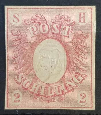 SCHLESWIG HOLSTEIN GERMANY 1850 Unused No Gum Imperf 2 S Rose Michel #2 • $61