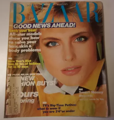 Harper's Bazaar January 1984 Kim Alexis Cover Vintage Fashion & Ads! • $10.99