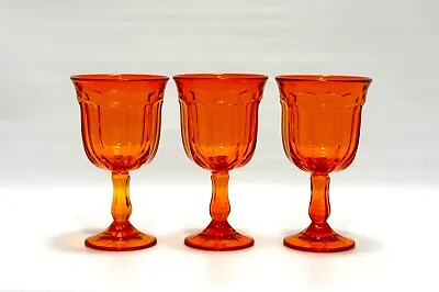 Noritake Provincial Orange Iced Tea Glasses Goblet 6 3/8  11 Oz. Set Of 3 GLOW! • $37.49