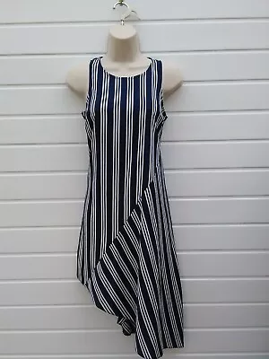 Tunic Dresslong Topstripedshaped Hem70s80's Repro-vintage Stylesize 6nwts • £3.99