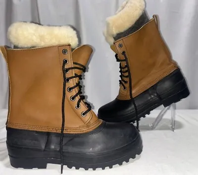 J. Crew Rubber Duck Boot Leather Upper Removable Wool Liner Sz 10 Vtg • $25