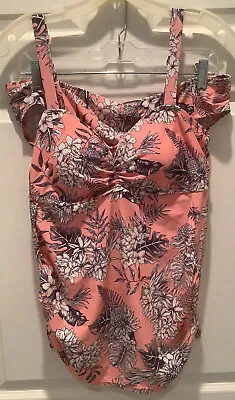 Motherhood Maternity Women's Size L Pink Floral Two Piece Tankini Top And Bottom • $10