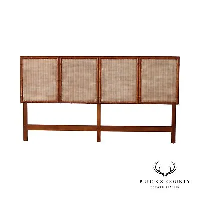 Mid Century Modern Faux Bamboo And Wicker King Size Headboard • $1095