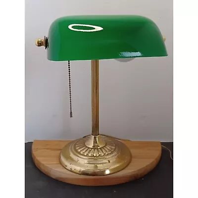 Vintage Underwriters Laboratories Green Glass Brass Bankers Portable Desk Lamp • $46