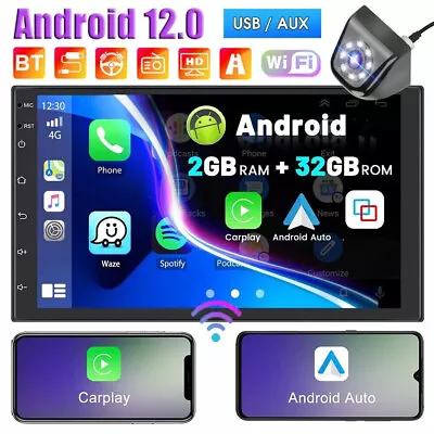 7  Android 12 For Apple Carplay Car Stereo Radio Gps Wifi 2din+Back Up Camera • $140.97