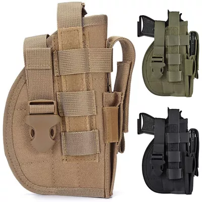 Tactical Molle Gun Holster Universal Portable Right Hand Pistol Pouch Holster • $13.99
