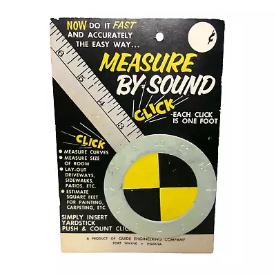 NOS - MCM Vintage “Measure By Sound” Metal Measuring Tape Hand Tool On Card • $9.95