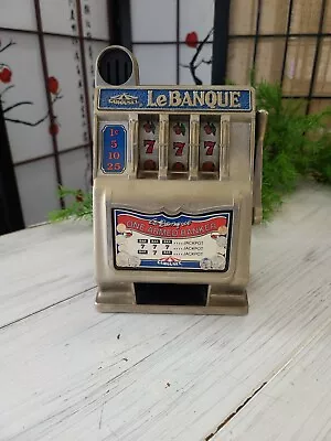 Vintage Toy Slot Machine Bank Carousel LeBanque  One Armed Banker  • $75