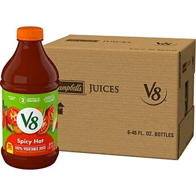$28.99 • Buy V8 Spicy Hot 100% Vegetable Juice Vegetable Blend With Tomato Juice 46 FL OZ ...