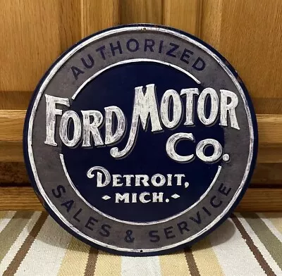 Ford Motor Co Metal Sign Sales & Service Garage Parts Vintage Style Wall Decor • $40